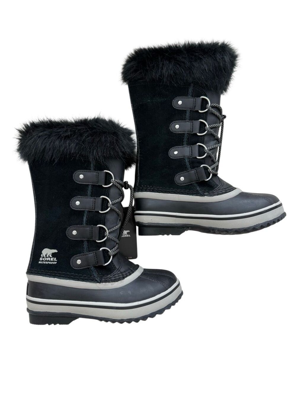 NWT Sorel Kids Black Joan of Arctic Suede Waterproof Winter Boots Size 1
